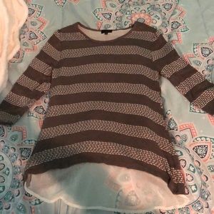 Grey and White Striped Sweater